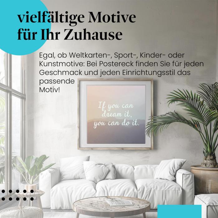 "Träume verwirklichen": Poster mit Berglandschaft - Motivation!