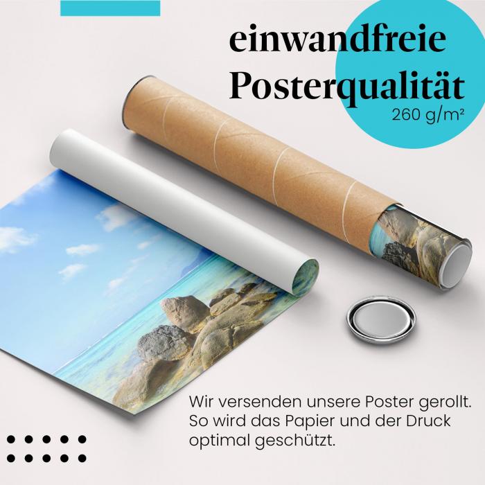 Gerolltes Poster "Seychellen Strandparadies" - Paradiesisches Motiv, sicher verpackt.