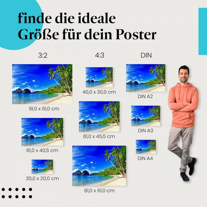 "Tropischer Strand": Poster - Paradiesische Insel & türkisfarbenes Wasser