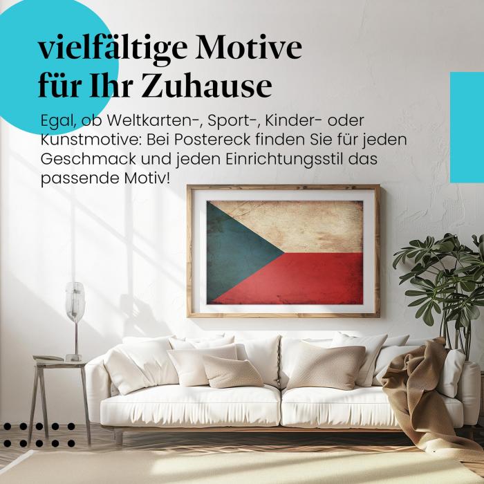 Leinwandbild "Tschechische Grunge Flagge im Vintage-Stil". Wanddeko für Tschechien-Fans.