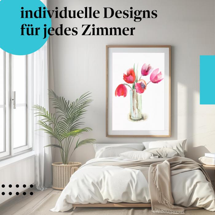 Schlafzimmer Deko: "Tulpen" Poster: Frühlingsgefühle & Romantik - perfekt für Ihr Schlafzimmer.