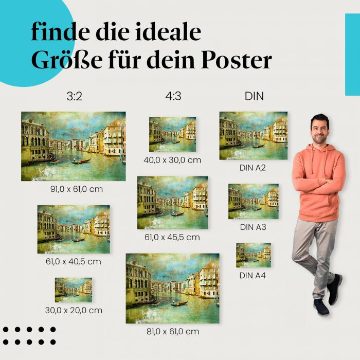 Gondel in Venedig Poster: Venezianisches Flair - jetzt Größe wählen!