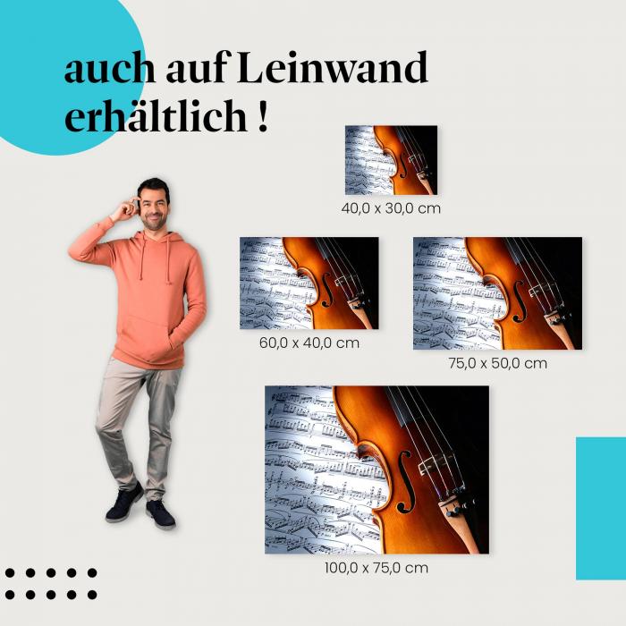 "Violine & Noten" Leinwand. Ideale Größe, setze stilvolle Akzente mit Kunst!