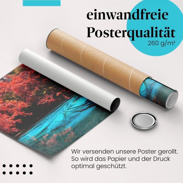 Gerolltes Poster "See im Dschungel". Exotische Natur, sicher verpackt.