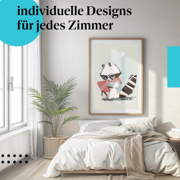 Schlafzimmer Deko: "Waschbär" Poster - Für alle, die Technik & Tiere lieben.