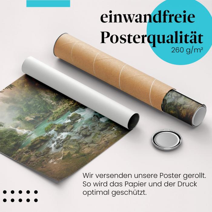 Gerolltes Poster "Wasserfall", Dschungel, Paradies.