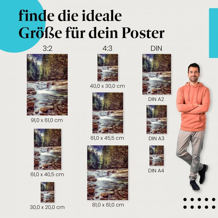 Idylle & Ruhe: "Herbstlicher Wasserfall" - Poster mit malerischem Wasserfall