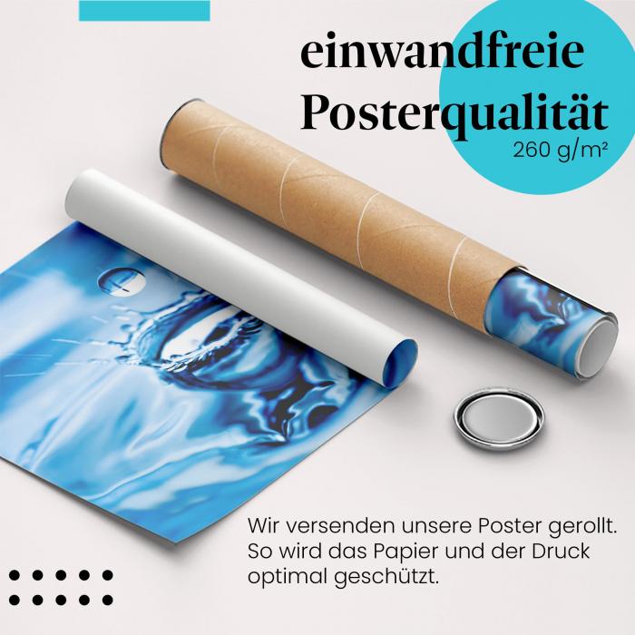 Gerolltes Poster "Wassertropfen". Bewegung & Wasser, sicher verpackt.