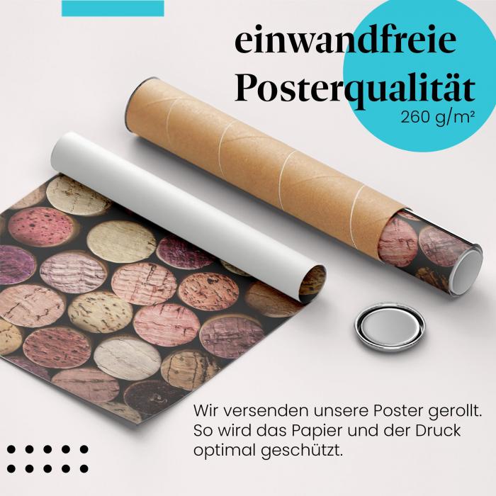 Gerolltes Poster "Weinkorken" - Wein & Design, sicher verpackt.