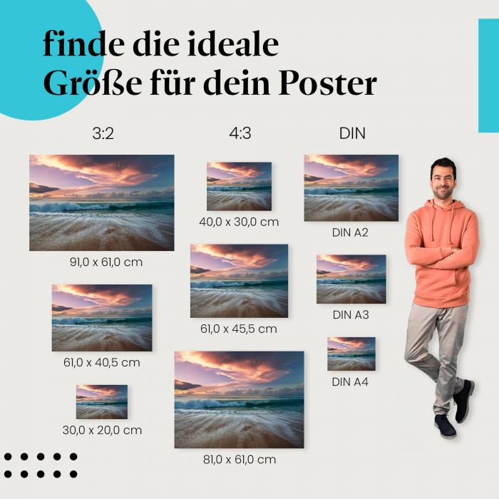 Urlaubstraum: Poster "Traumstrand" - Meer, Wellen & Sonnenuntergang