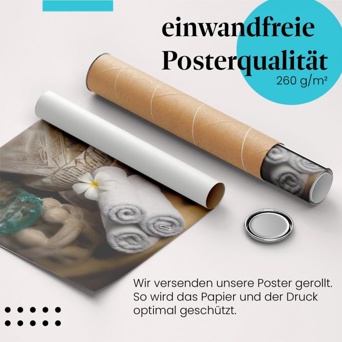 Gerolltes Poster "Wellnessoase". Entspannung & Harmonie, sicher verpackt.