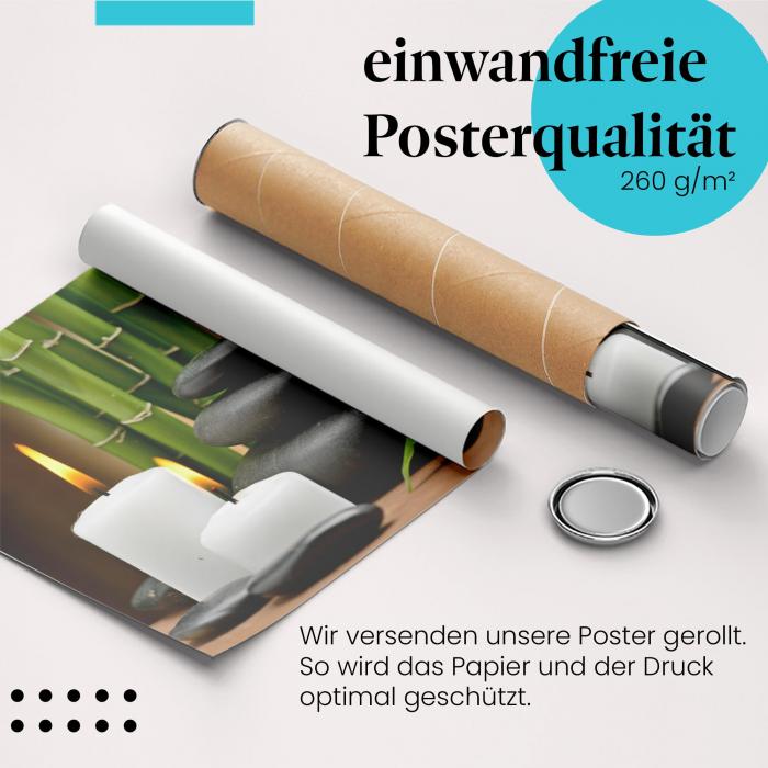 Gerolltes Poster "Zen & Entspannung". Ruhe & Achtsamkeit, sicher verpackt.