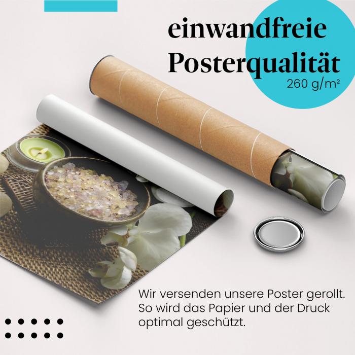 "Wellness-Oase": Gerolltes Poster - Orchidee, Entspannung.