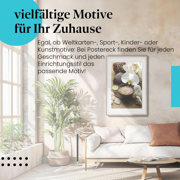 Leinwandbild Wellness: Entspannung pur mit Orchidee. Wanddeko für Wellness-Liebhaber!