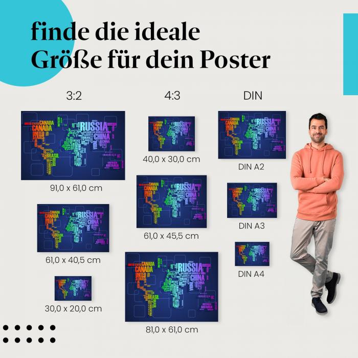 Weltkarte aus Ländernamen: Reiseposter!