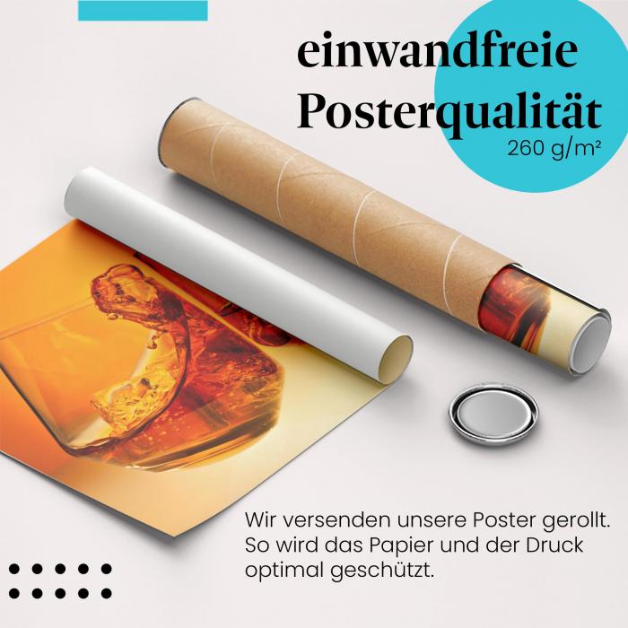 Gerolltes Poster "Whiskeygläser", Hintergrund, orange.