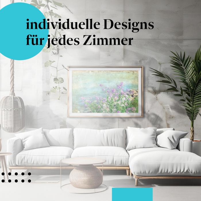 Schlafzimmer Deko: "Wildblumen" Poster im minimalistischen Schlafzimmer. Wanddeko für Naturliebhaber.