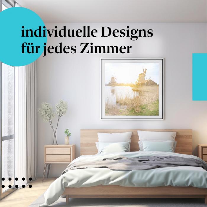 "Windmühlen im Abendlicht": Kunstdruck - Ruhe & Nostalgie im Schlafzimmer.