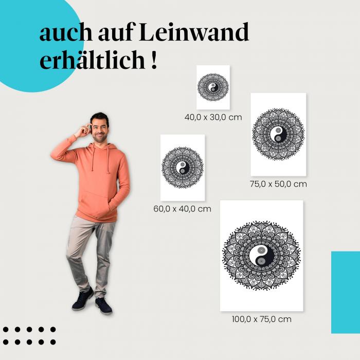 Leinwandbild "Mandala Yin und Yang" in verschiedenen Grössen: Finde die richtige Größe für deine Wand!