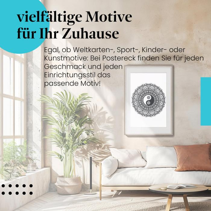 "Mandala Yin und Yang" Leinwandbild: Detailliertes Design, ideal zum Meditieren.