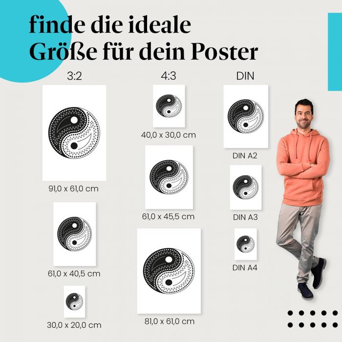 "Yin und Yang Symbol mit Muster": Poster - Harmonie & Balance