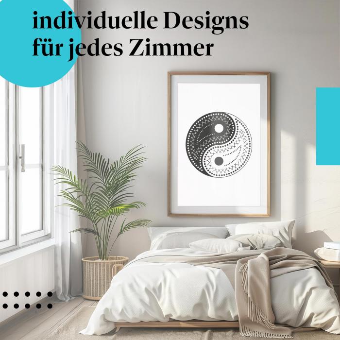 Yin Yang Poster: "Yin und Yang Symbol" - Schwarz-weiß & Muster