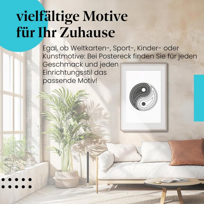 Dieses Leinwandbild mit dem Yin-und-Yang-Symbol ist ein Hingucker und versprüht fernöstliche Philosophie.