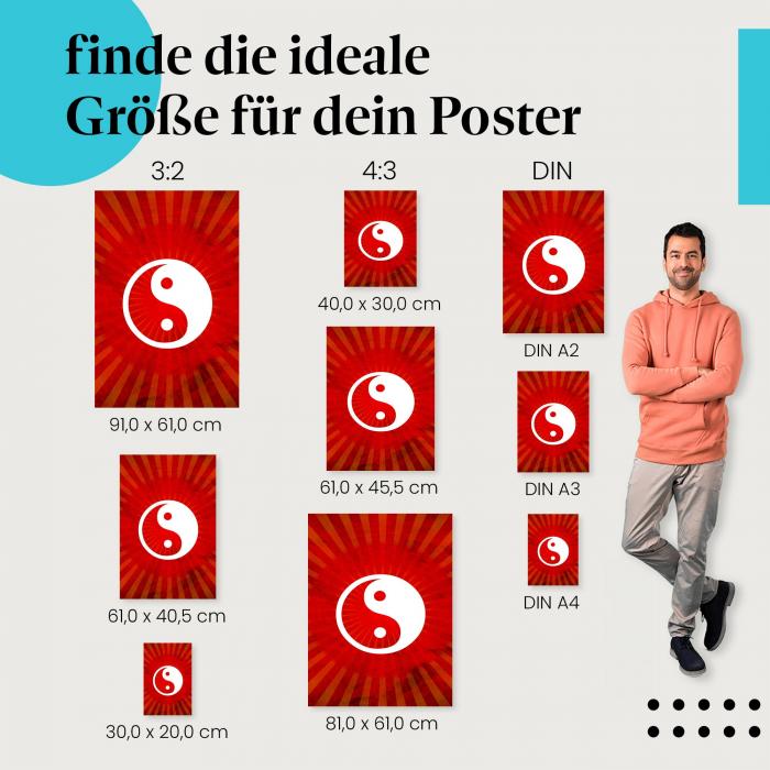 "Yin und Yang Symbol auf rotem Hintergrund": Poster - Energie & Kraft