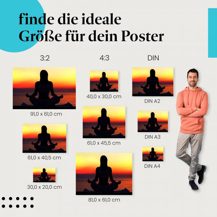 "Yoga-Meditation im Sonnenuntergang": Poster - Entspannung & Ruhe