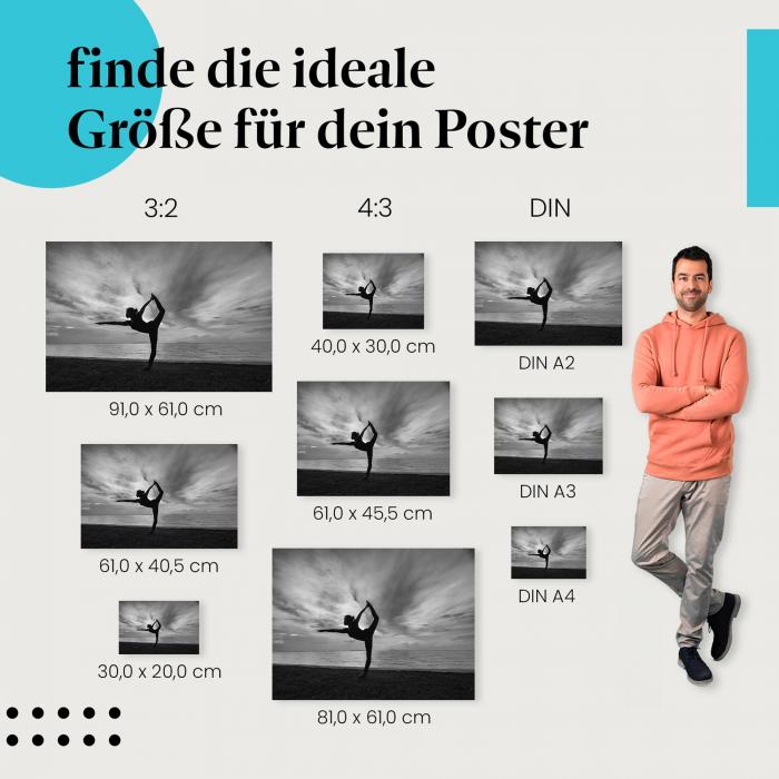 "Yoga am Meer: Eleganz und Balance": Poster - Yoga & Silhouette