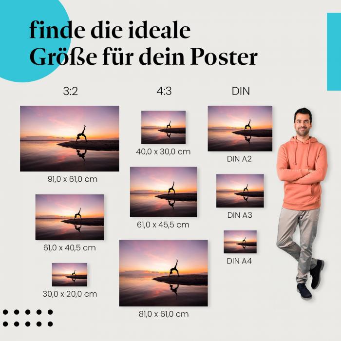 "Yoga am Strand: Silhouette im Sonnenaufgang": Poster - Meditation & Entspannung