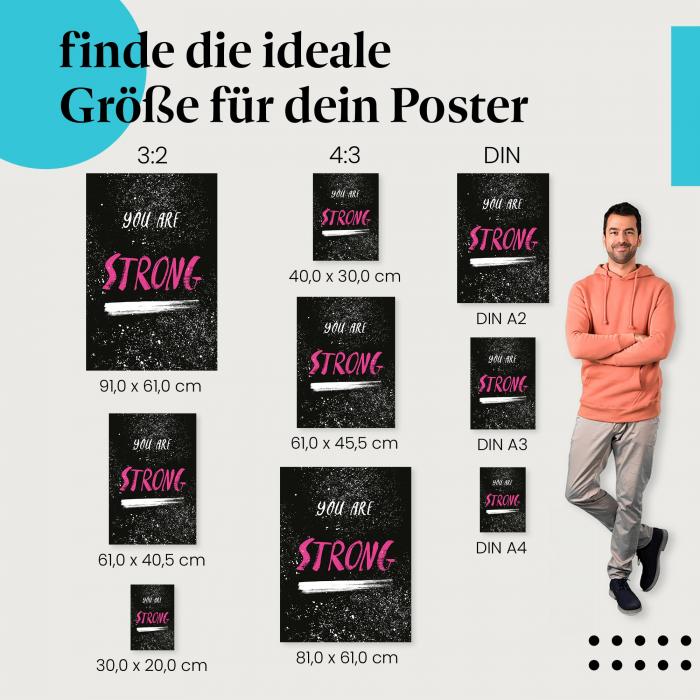 "You are strong", Poster: Schriftzug, Stärke, Selbstvertrauen.