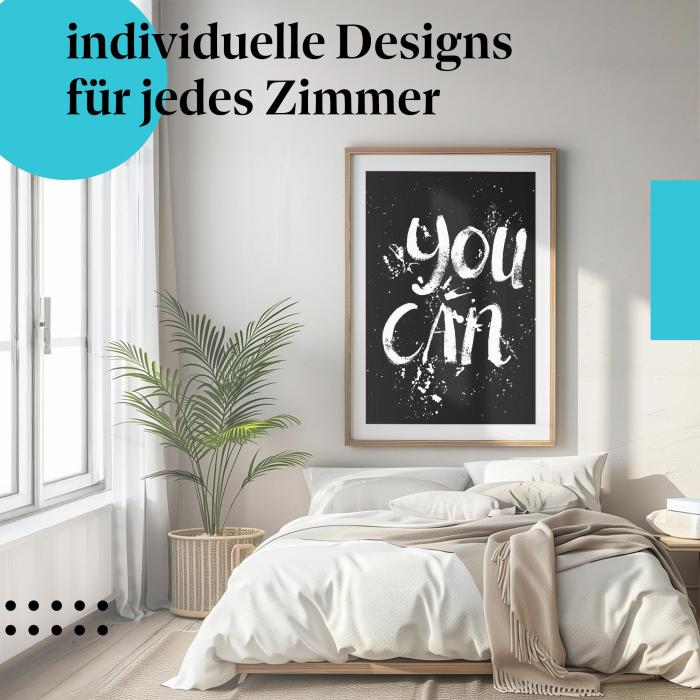 Schlafzimmer Deko: "Motivation" Poster: Überwinden Sie alle Hindernisse.