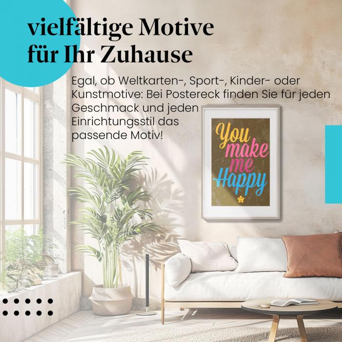 Leinwandbild Liebe: "You make me happy" - wunderschönes Geschenk für den Partner!