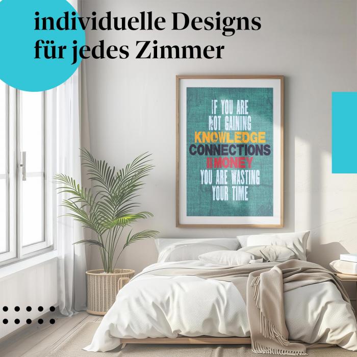 Zeitmanagement Poster: "Zeitverschwendung" - Typografie & Spruch