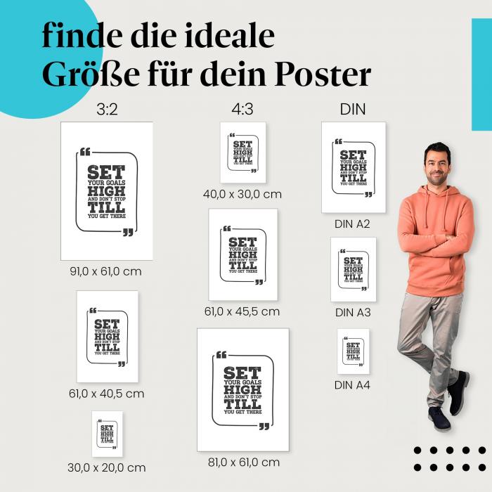 Verfolge deine Träume: Poster "Hohe Ziele setzen" - Motivation & Inspiration