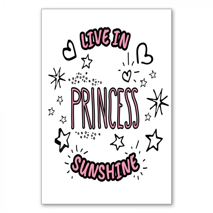 "Live In Princess Sunshine" – ein fröhliches Design mit Spruch für kleine Prinzessinnen.