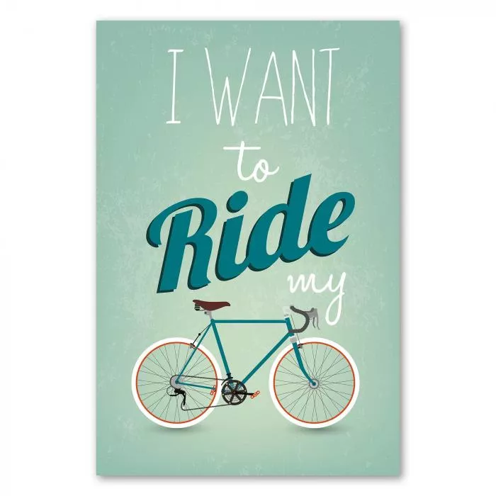 Stilvolles Vintage Poster mit einem blauen Fahrrad und der Aufschrift 