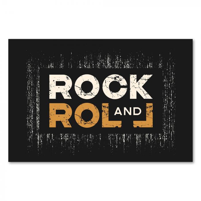 "Rock and Roll" - markante Schrift in Vintage-Optik, Design für Musikliebhaber.