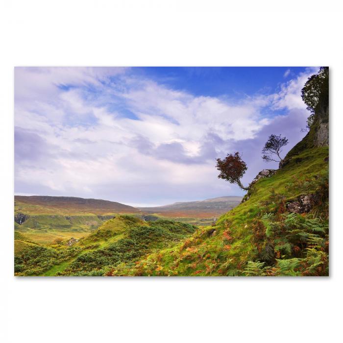 Eine malerische Hügellandschaft in Schottland im Herbst – ein Panoramablick voller Ruhe.