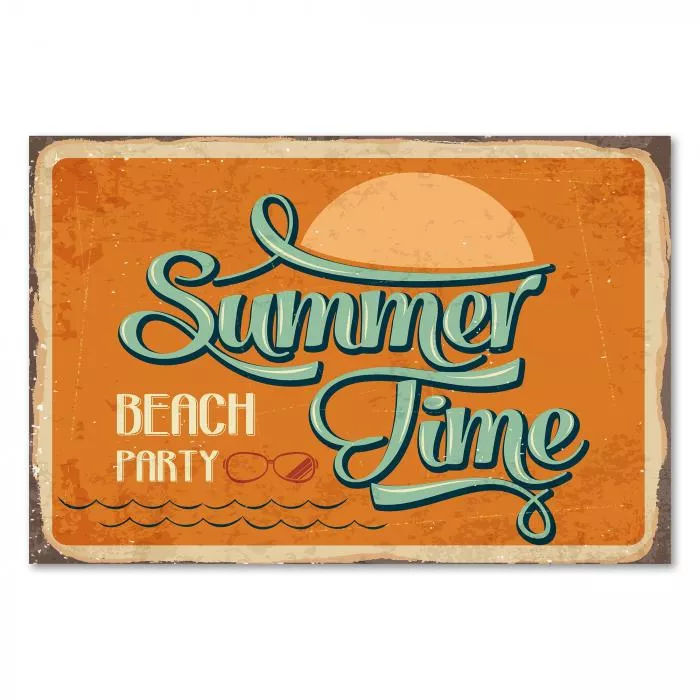 Orangefarbenes Retro Schild mit dem Schriftzug 