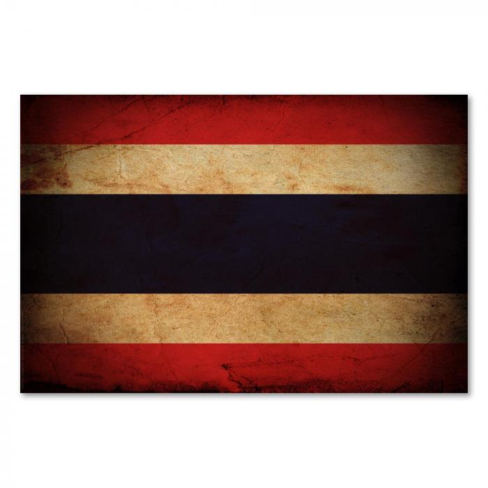 Thailändische Flagge im Grunge-Design: Die Farben Rot-Weiß-Blau symbolisieren die Nation, die Religion und das Königtum.