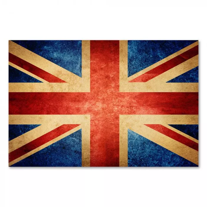 Die Flagge des Vereinigten Königreichs, der Union Jack, in einem Vintage-Stil mit Textur.