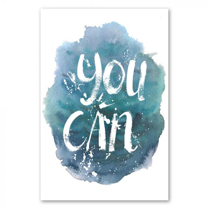 Aquarell-Schriftzug "You Can", inspirierendes Design - Motivation & Zielerreichung.