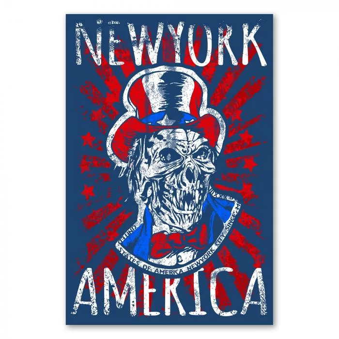 Ein gruseliger Zombie Uncle Sam: Dieses Design im Grunge-Stil ist ein Must-Have für alle, die es gerne etwas düsterer mögen.