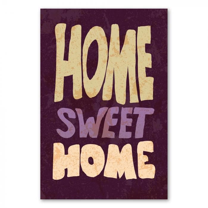 "Home Sweet Home" – ein Typografie-Poster mit warmen Farben, das die Geborgenheit des Zuhauses feiert.