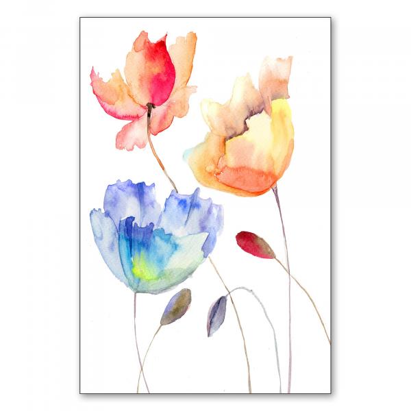 Drei zarte Blumen in Aquarell - ein Hauch von Frühling für Ihr Zuhause!