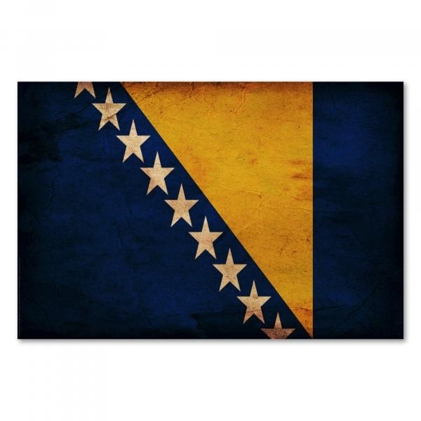 Flagge Bosnien und Herzegowina im Grunge-Stil: Die Sterne symbolisieren die Hoffnung auf ein vereintes Europa.