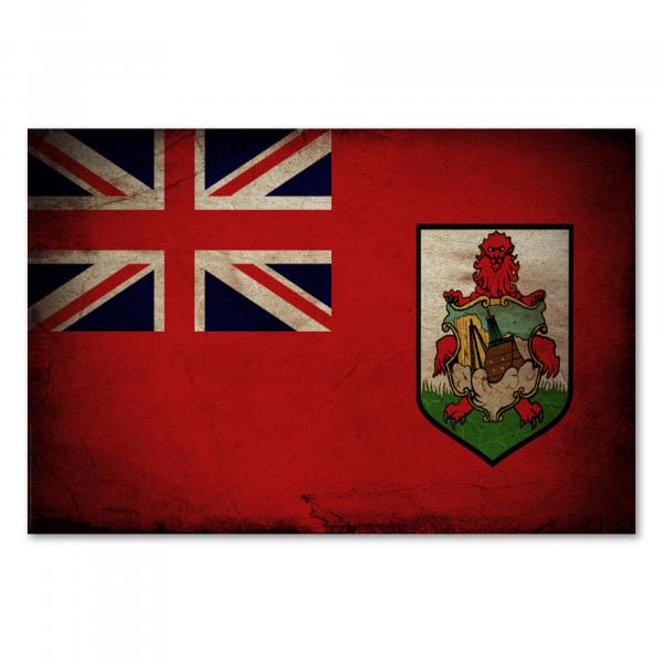 Flagge Bermudas im Vintage-Stil: Das rote Kreuz steht für England, das Wappen für die Entdeckung Bermudas.