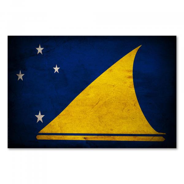 Flagge von Tokelau - Polynesien: Die Sterne stehen für die drei Atolle, die Farben für den Himmel und das Meer.